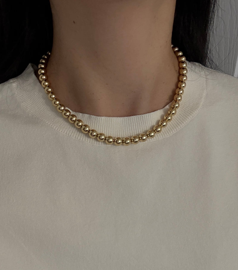 Vintage 18K Gold Ball Necklace, 16.5" Long (I)