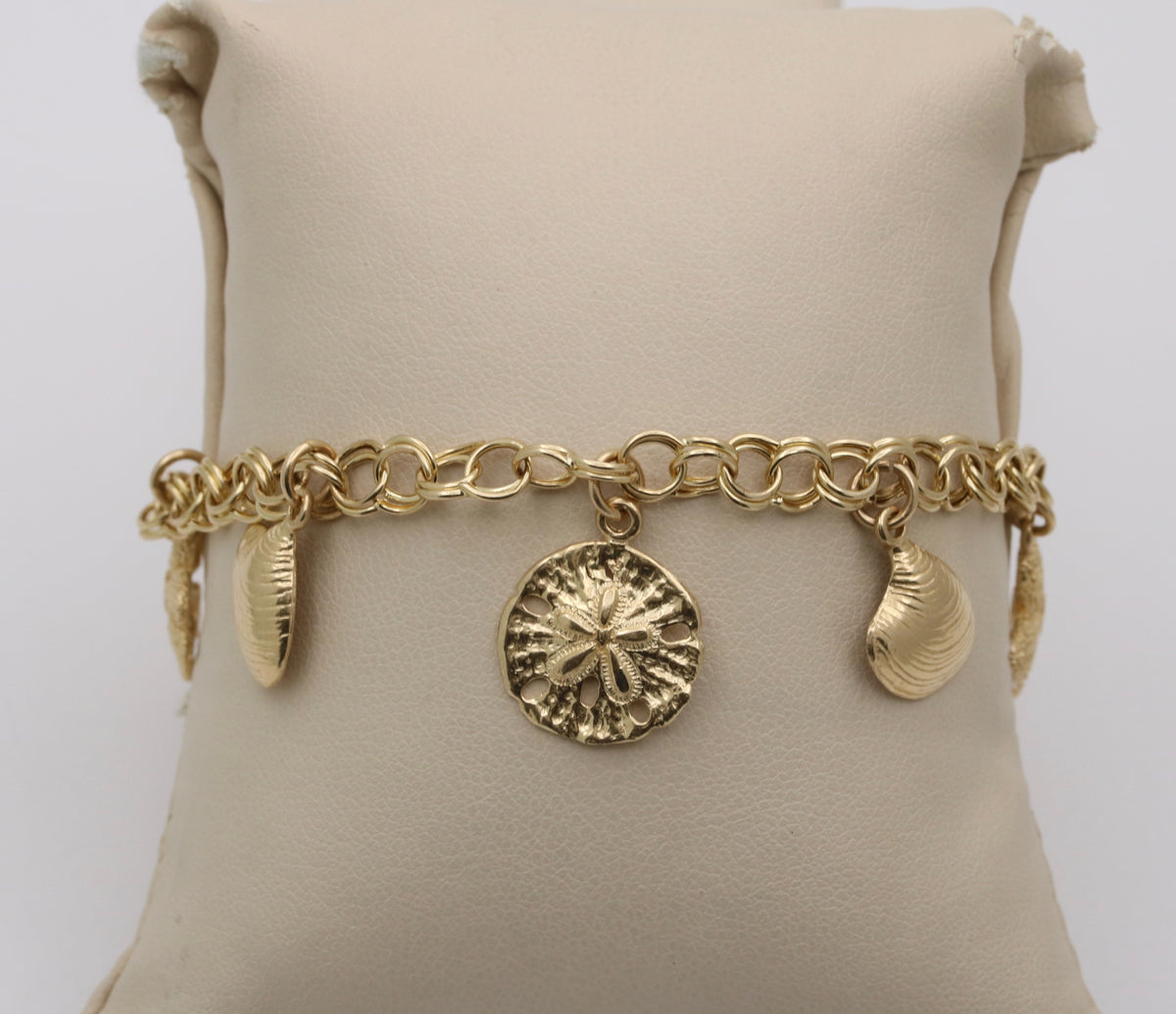 Vintage Gold Charm Bracelet 14k Gold Bracelet Wide Bracelet 