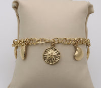 Vintage Ocean Themed 14K Gold Charm Bracelet