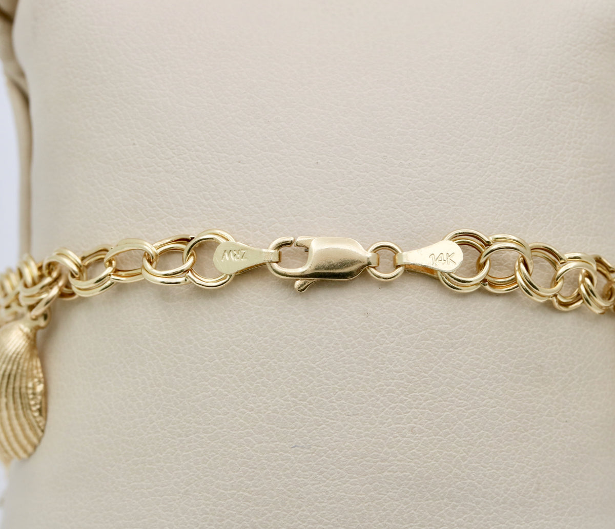 Vintage Gold Charm Bracelet 14k Gold Bracelet Wide Bracelet 