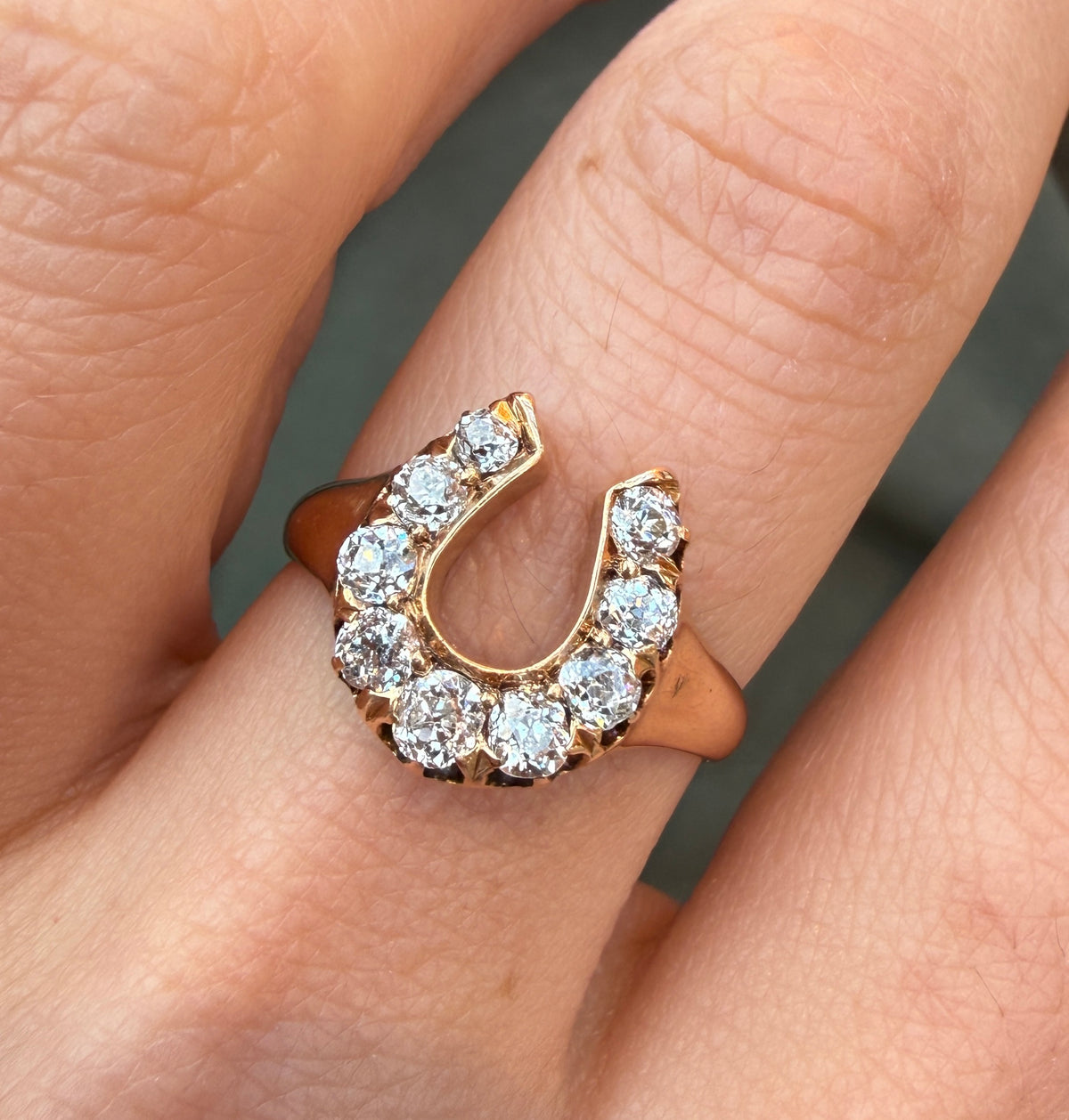Antique Lucky Diamond Horseshoe Ring, 1.2 Carats