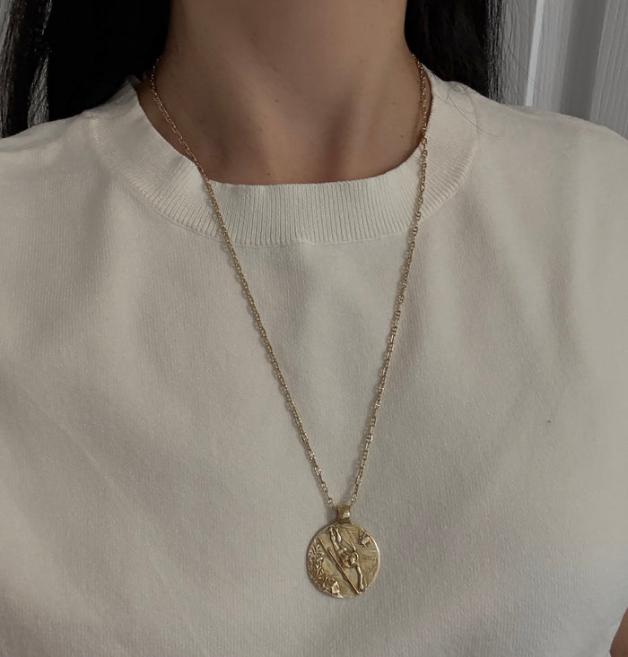 Vintage 14K Gold Anchor Link Chain, 25.25" Long