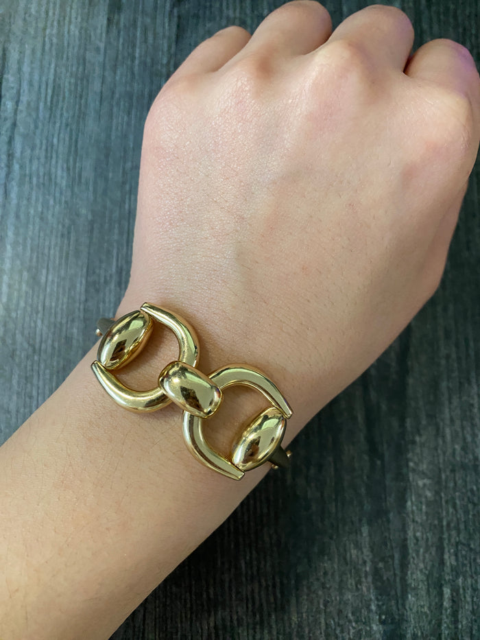 Vintage 14K Gold Horsebit Bracelet, 7” Long