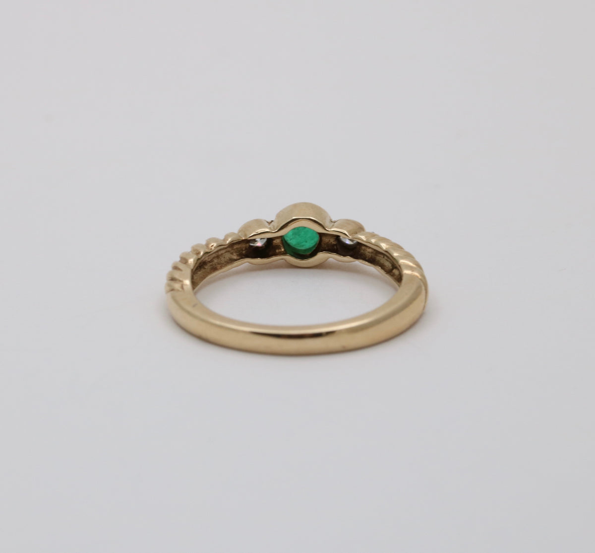 Vintage Emerald and Diamond 14K Gold Twist Band