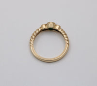 Vintage Emerald and Diamond 14K Gold Twist Band