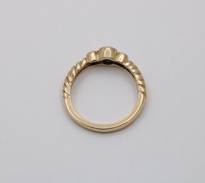Vintage Emerald and Diamond 14K Gold Twist Band