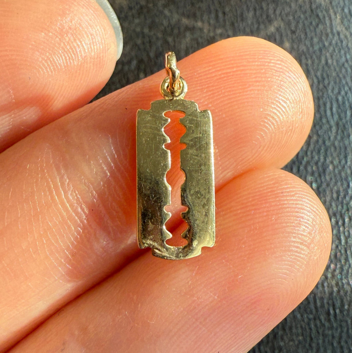 Razorblade 14K Gold Charm – Alpha Omega Jewelry