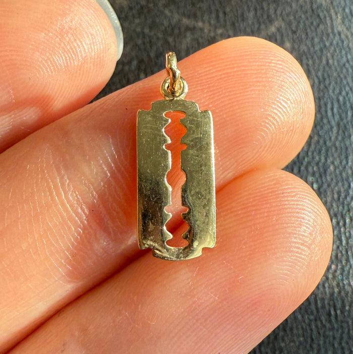 Razorblade 14K Gold Charm