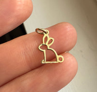 Wire Rabbit Bunny 14K Gold Charm