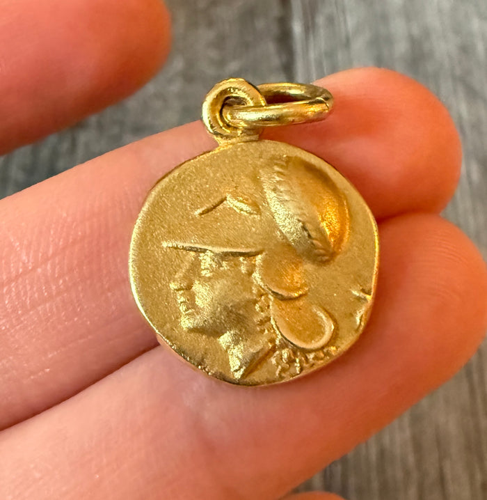 Athena & Pegasus Greek Coin Charm in 18K Gold