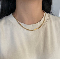 Vintage 18K Bicolor Gold Curb Station Chain, 17.5" Long