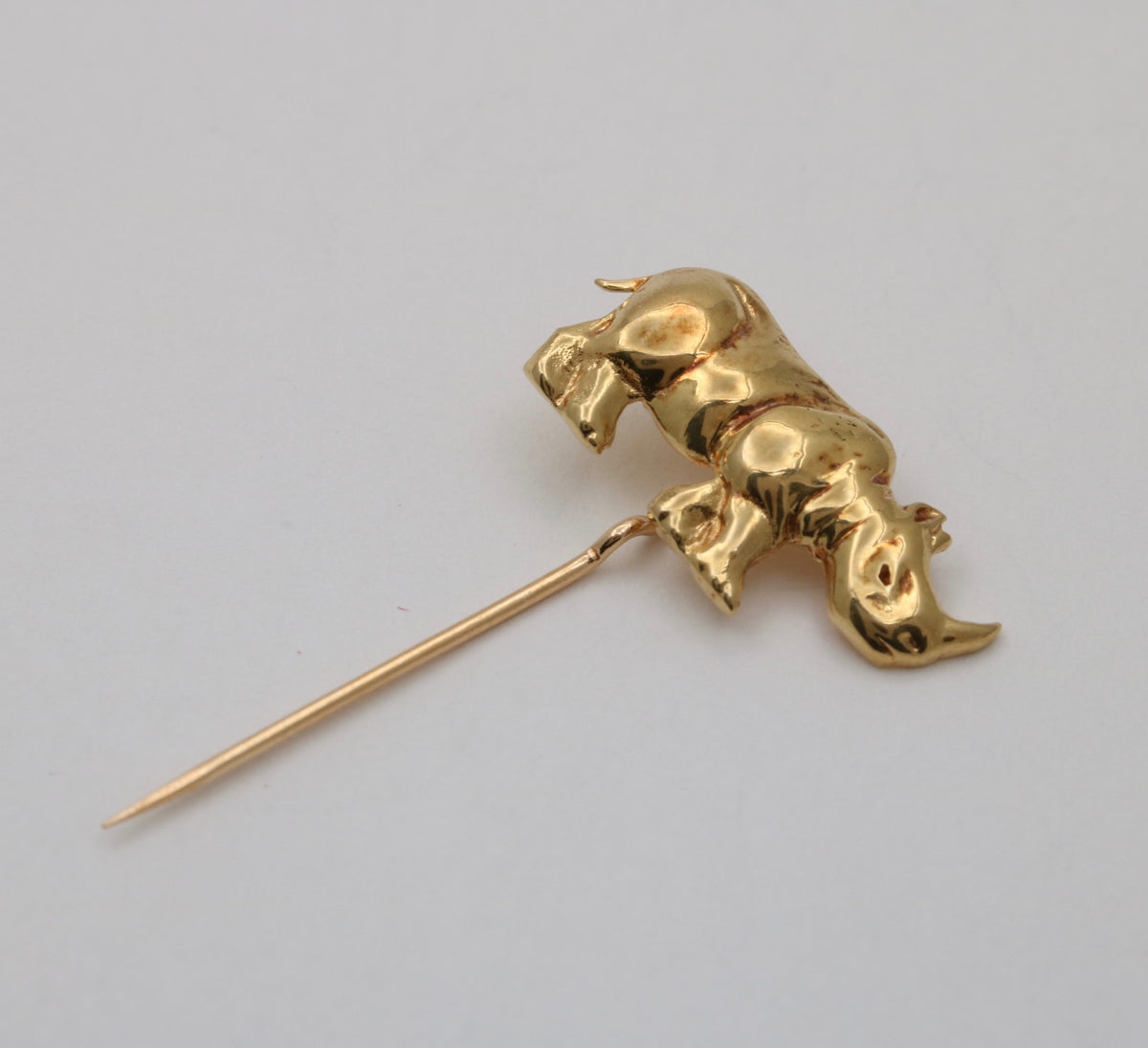 Vintage 18K Gold Rhinoceros Stick Pin
