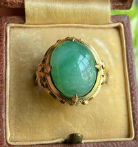Art Deco Jadeite and 14K Gold Ring