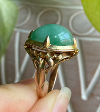 Art Deco Jadeite and 14K Gold Ring