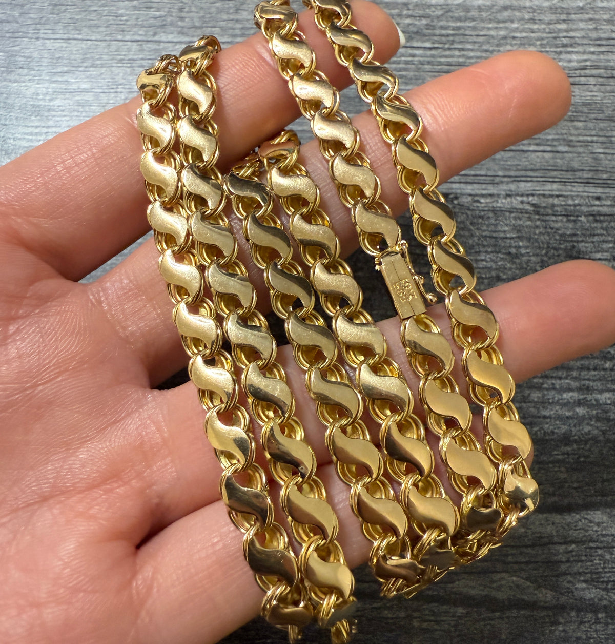 Vintage 14K Gold "S" Link Chain, 27" Long