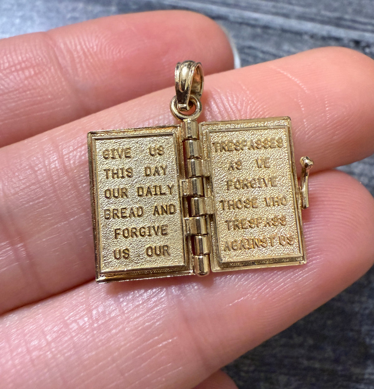 14K Gold Holy Bible Book Charm with Lord's Prayer