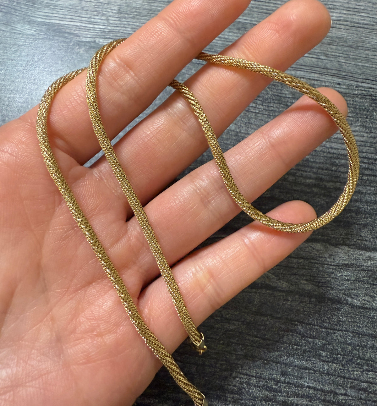 Vintage 14K Gold Woven Tubular Chain, 17.75" Long