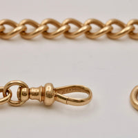 Art Deco Solid 14K Gold Curb Link Watch Chain, 14” Long