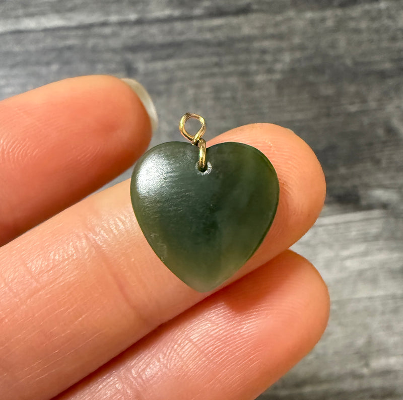 Vintage Carved Jade Heart Charm