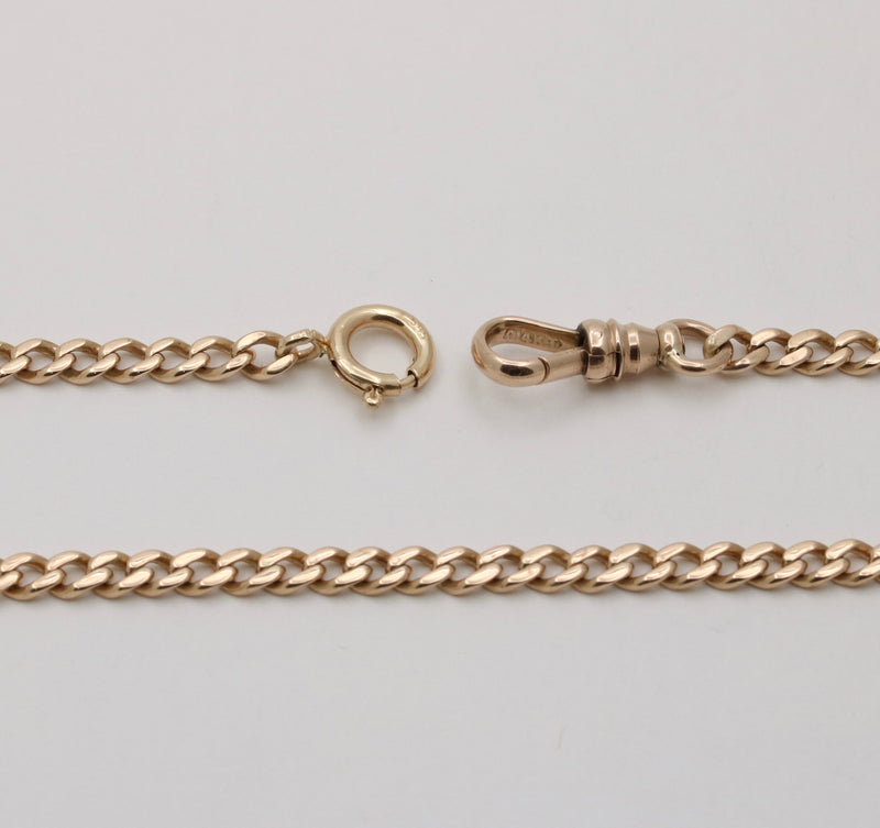 Art Deco 14K Rosy Gold Curb Link Chain, 17.25” Long
