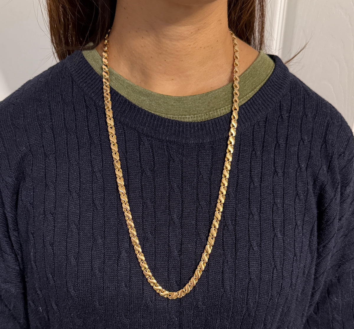 Vintage 14K Gold "S" Link Chain, 27" Long