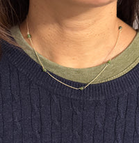 Vintage Jade Bead Station and 14K Gold Chain