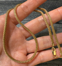 Vintage 14K Gold Woven Tubular Chain, 17.75" Long