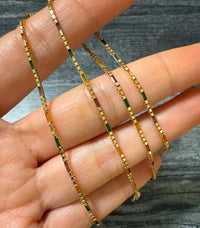 Vintage Enamel Boxy Figaro Link 14K Gold Chain, 17.75" Long