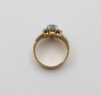 French 1.6 Ct Sapphire and Diamond 18K Gold Triple Row Ring