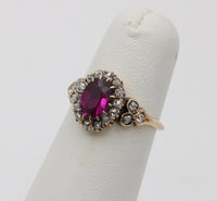 Victorian Rhodolite Garnet and Diamond Trefoil Motif Ring
