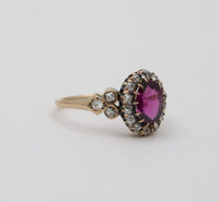 Victorian Rhodolite Garnet and Diamond Trefoil Motif Ring