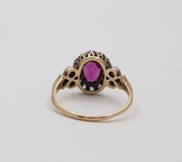Victorian Rhodolite Garnet and Diamond Trefoil Motif Ring