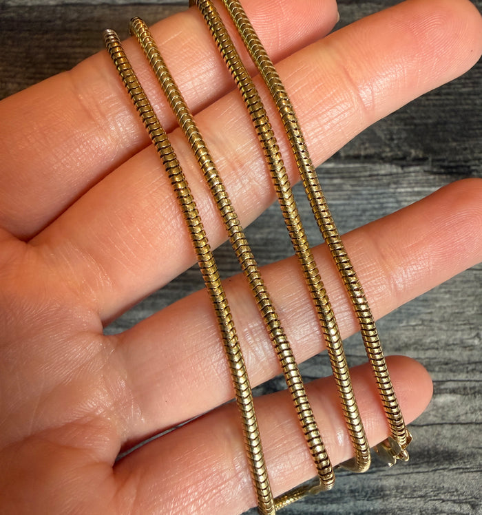 Vintage Tubular Snake Chain in 14K Gold, 24" Long