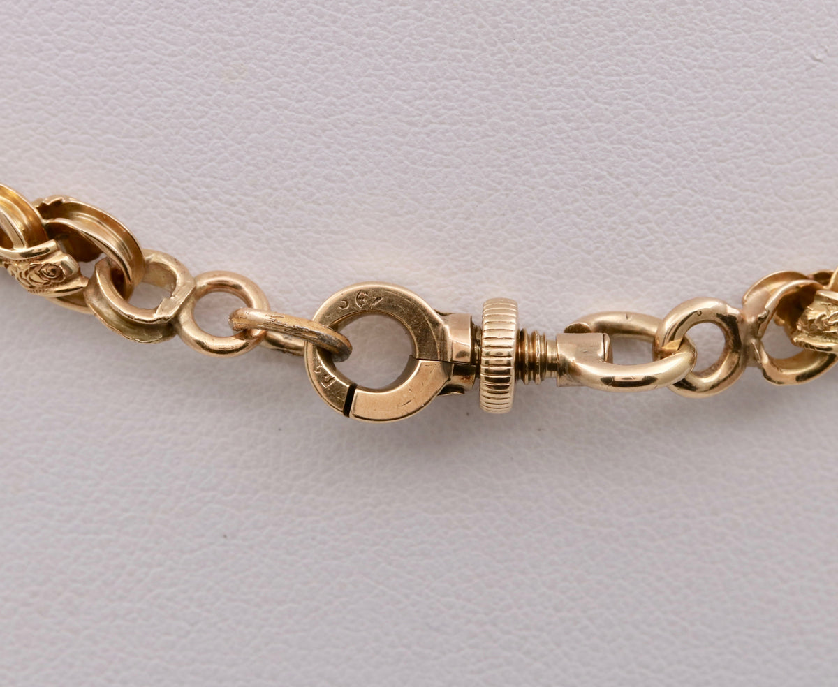 Victorian 14K Gold Love Knot Chain, 21” Long