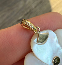 Carved Mother of Pearl Flower Pendant with Emeralds