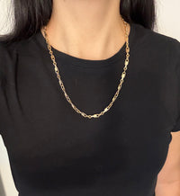 Vintage Bicolor 14K Gold Industrial Aesthetic Chain, 22.5" Long