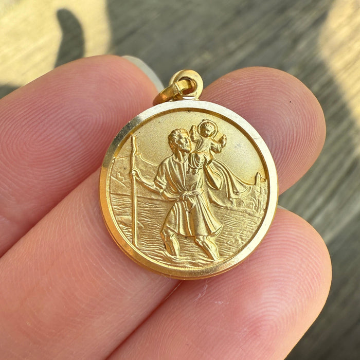 Vintage 18K St Christopher Charm