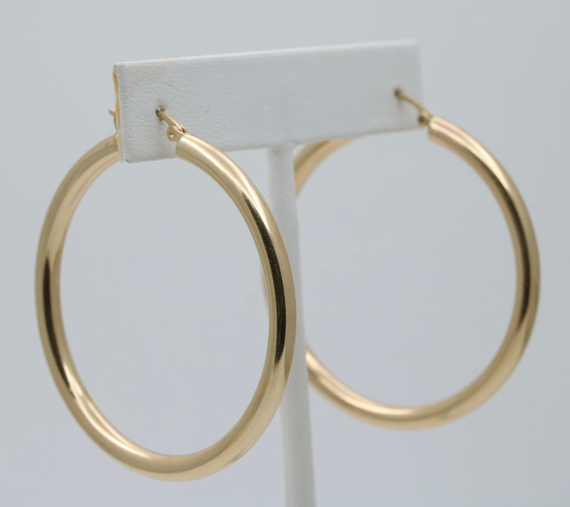 Large 14K Gold Hoop Earrings, 2” Diameter