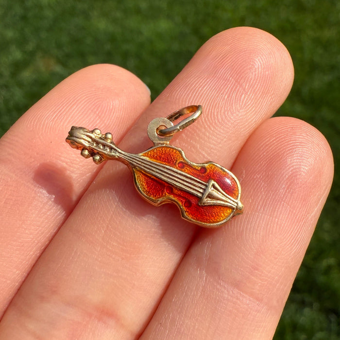 Enamel and 18K Gold Violin Charm