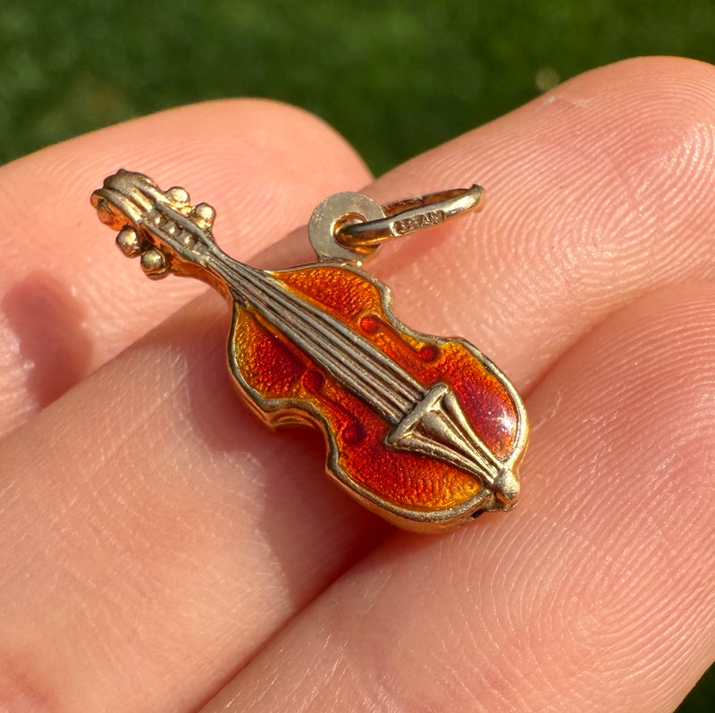 Enamel and 18K Gold Violin Charm