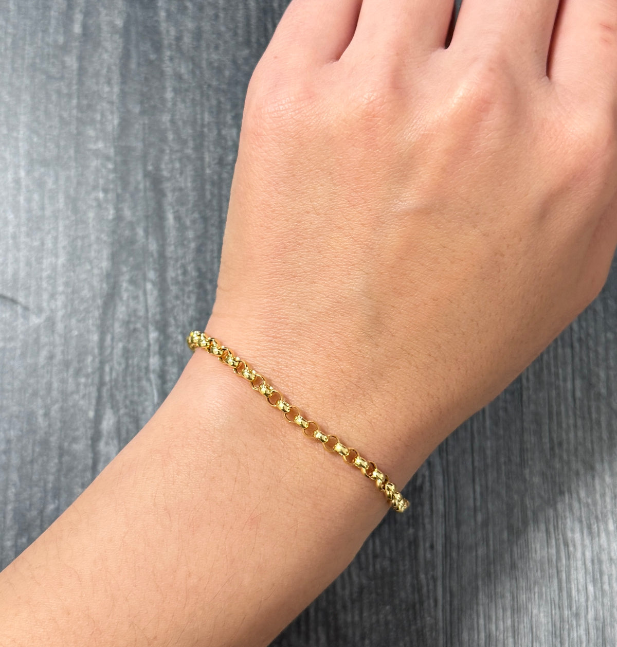 14K Gold Belcher Link Bracelet, 7" Long