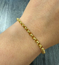 14K Gold Belcher Link Bracelet, 7" Long