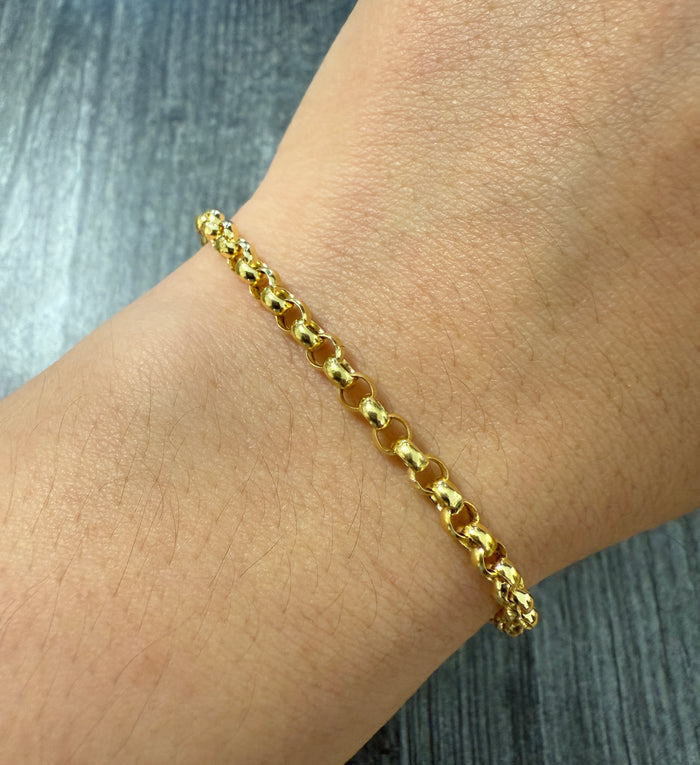 14K Gold Belcher Link Bracelet, 7" Long