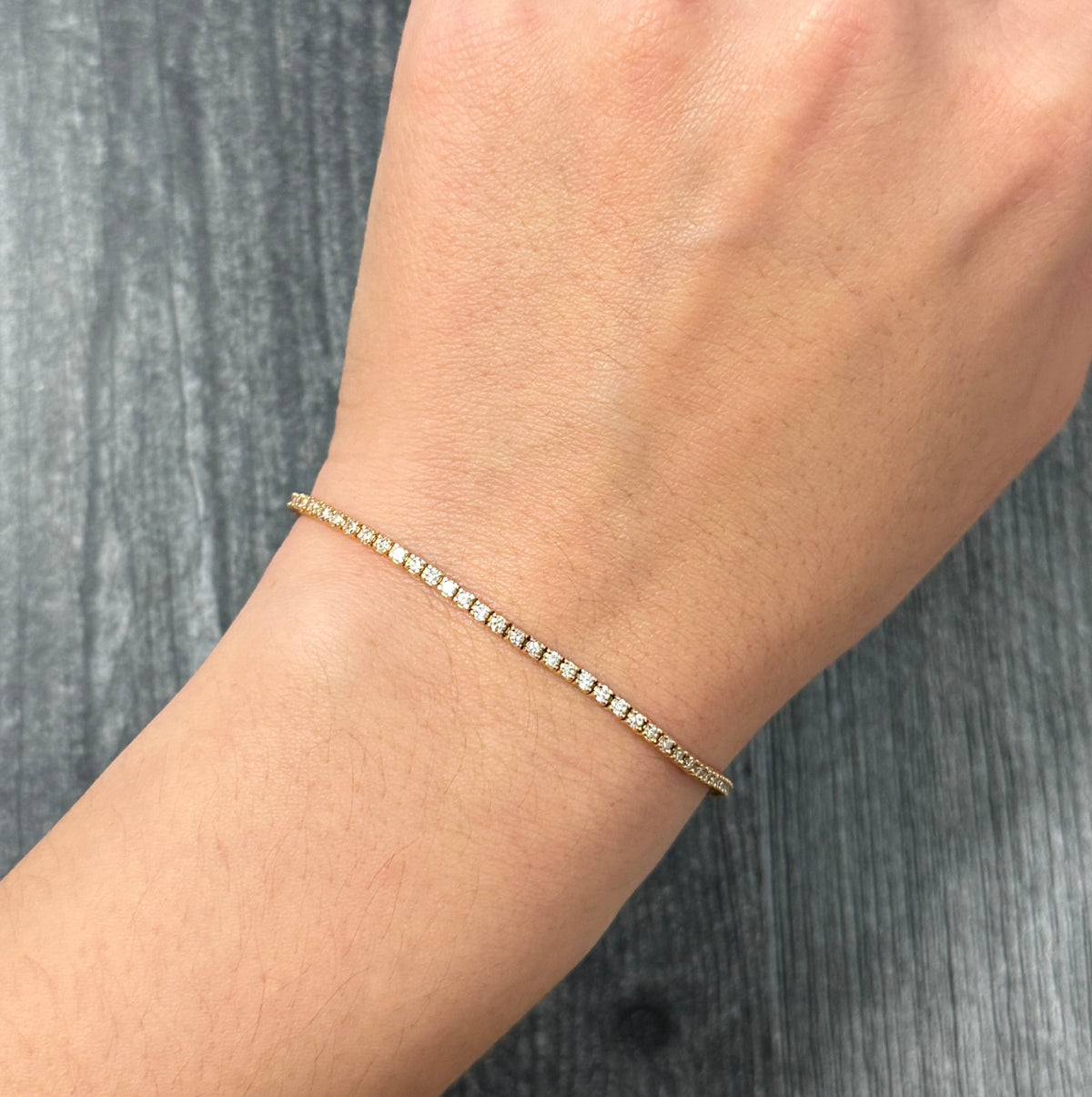 Diamond and 14K Rose Gold Tennis Bracelet, 6.4" Long