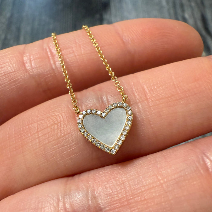 Diamond and Mother of Pearl Heart Necklace