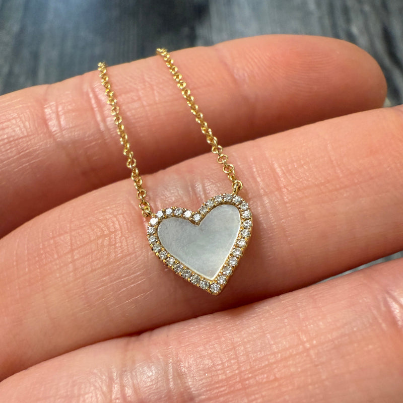 Diamond and Mother of Pearl Heart Necklace