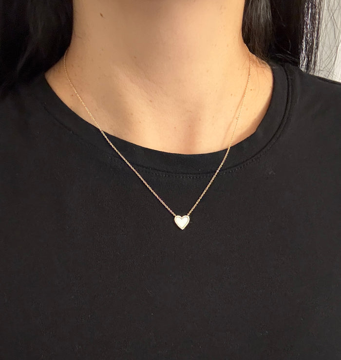 Diamond and Mother of Pearl Heart Necklace