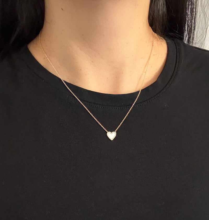 Diamond and Mother of Pearl Heart Necklace