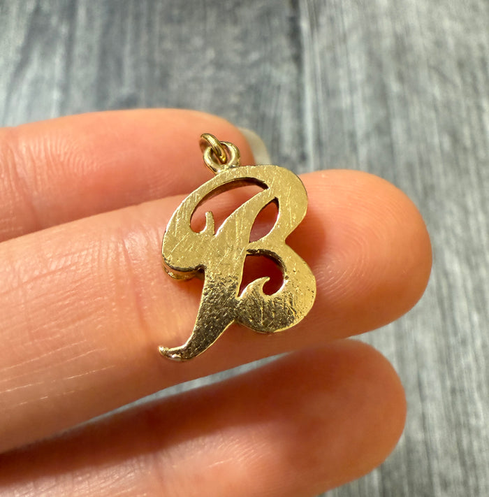 Vintage 14K Gold Script Initial "B" Charm