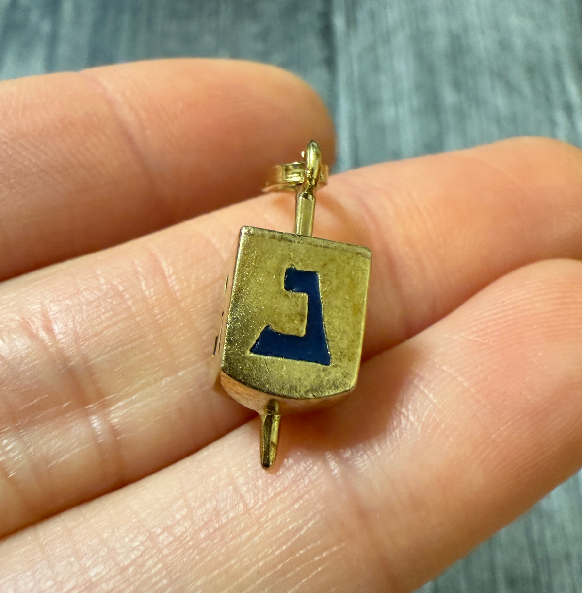 Vintage Enamel and 14K Gold Dreidel Charm